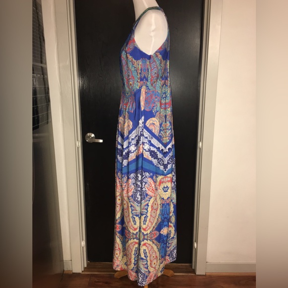 Anthropologie Ranna Gill Boteh Maxi Dress with Embellished Neckline - Size 10. - Picture 12 of 16